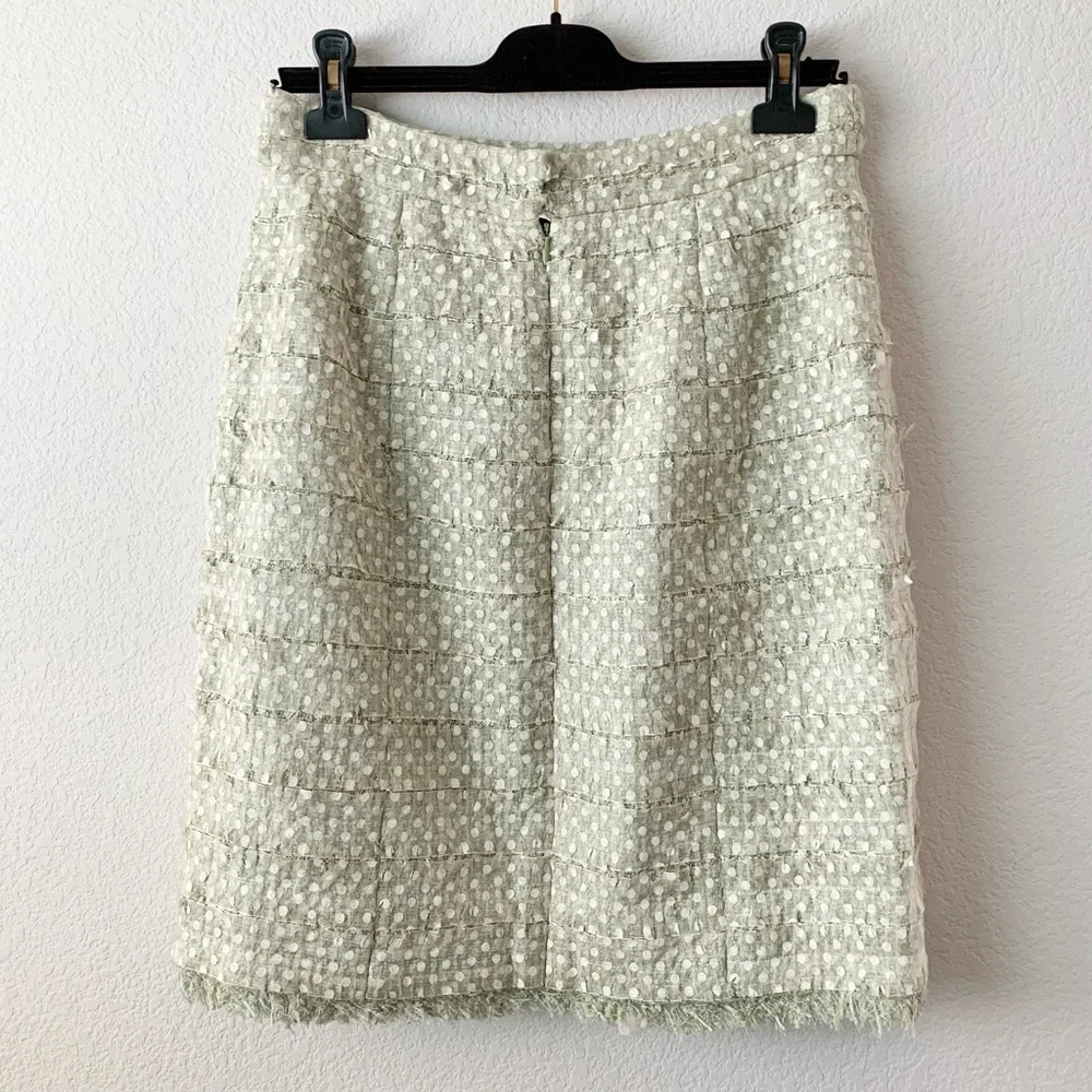 New Chanel pastel green tweed ribbon skirt